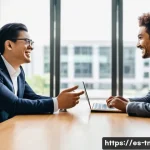 무역협상 실무에서 협력 업체와의 관계 구축 - **Prompt:** A diverse group of four business professionals, two men and two women of varying ethnici...