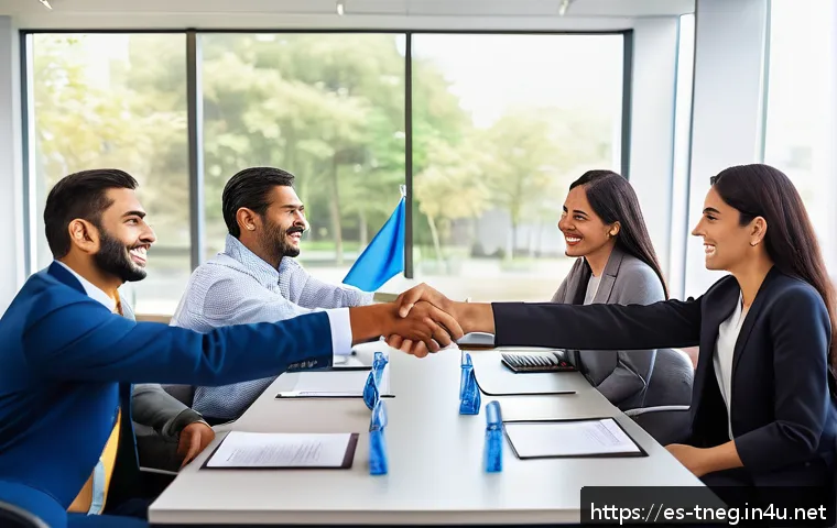 무역협상가가 알아야 할 비즈니스 영어 표현 - A professional international business meeting scene in a modern office with diverse participants of ...